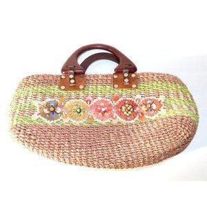 Seashell Beaded Grannycore Brown Grandma Handbag Twine Rope?